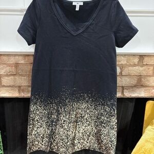 New NWT BP. Black and Gold Foil T Shirt Dress Small
